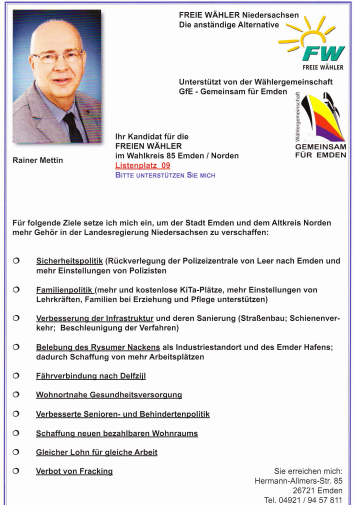 Flyer Landtagswahlen Mettin